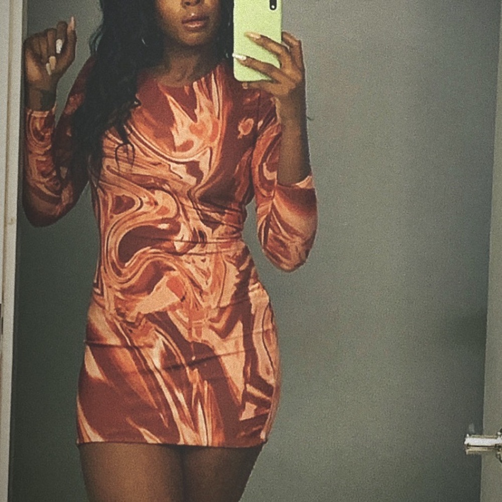 Club London Rust Printed Dress